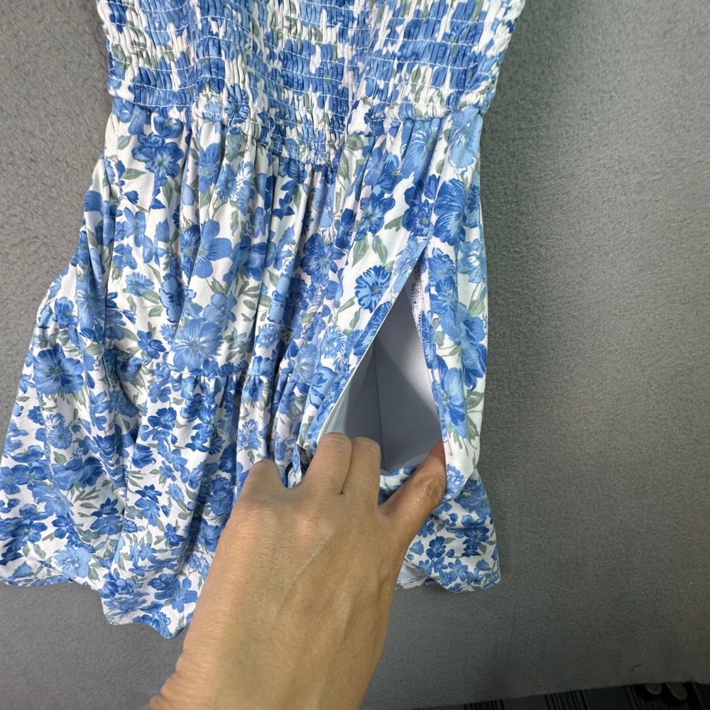 Hollister Cottagecore Floral Mini Dress Smocked Tiered Ruffle Cap Sleeve Medium - Picture 12 of 14